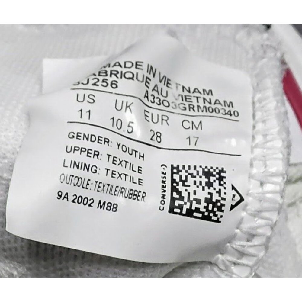 Converse White Low-Top Chuck Taylor All Star Youth Sneakers Sz 11 Canvas & Rubbe - Picture 5 of 7